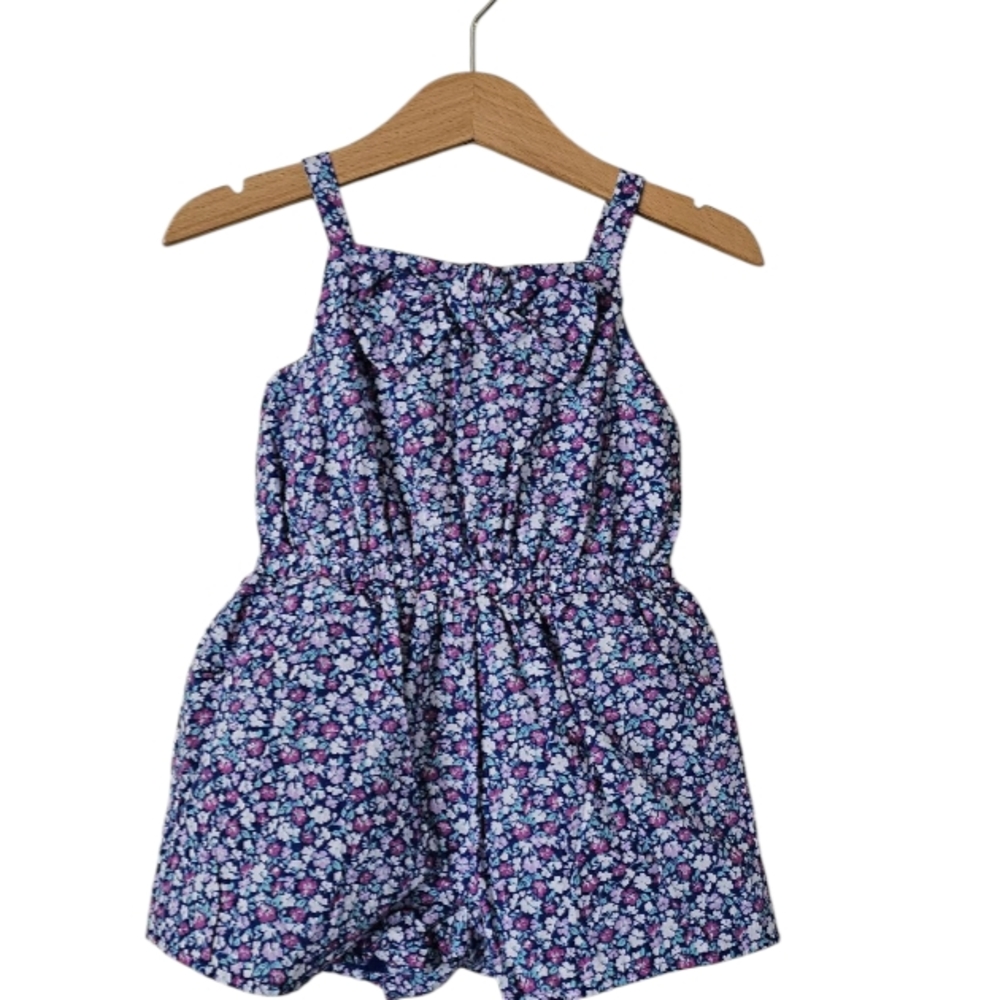 Janie and Jack Blue and Pink Jumpsuit with Playful Floral Design